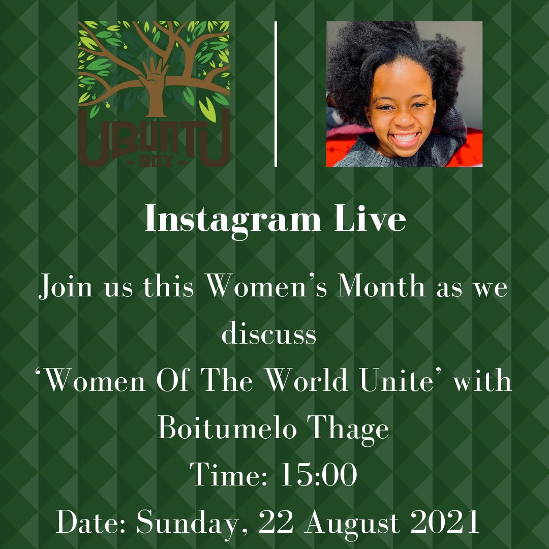 Join us on the 22nd of August as we discuss how ‘Women of The World Can Unite in University Spaces’ with <a href="/Boitumelothage_/">Boitumelo Thage</a>