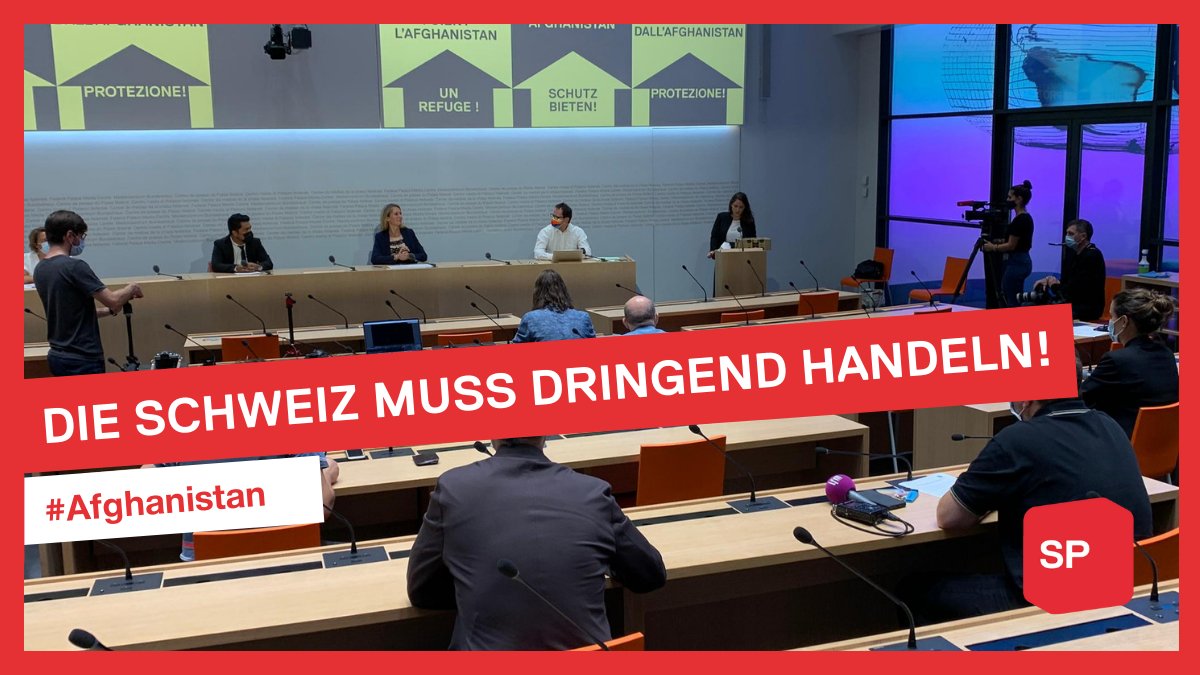 SP Schweiz (@spschweiz) on Twitter photo Die Schweiz kann und muss angesichts der Krise in Afghanistan endlich handeln. Unser Appell ist gleichzeitig Aufruf und Erinnerung an den Bundesrat, seine politische Verantwortung wahrzunehmen.
@meyer_mattea <a href="/ada_marra/">Ada Marra</a> <a href="/bglaettli/">Balthasar Glättli🌻 🕊</a> <a href="/GrueneCH/">GRÜNE Schweiz</a>
👉 sp-ps.ch/de/publikation… Die Schweiz kann und muss angesichts der Krise in Afghanistan endlich handeln. Unser Appell ist gleichzeitig Aufruf und Erinnerung an den Bundesrat, seine politische Verantwortung wahrzunehmen.
@meyer_mattea <a href="/ada_marra/">Ada Marra</a> <a href="/bglaettli/">Balthasar Glättli🌻 🕊</a> <a href="/GrueneCH/">GRÜNE Schweiz</a>
👉 sp-ps.ch/de/publikation…