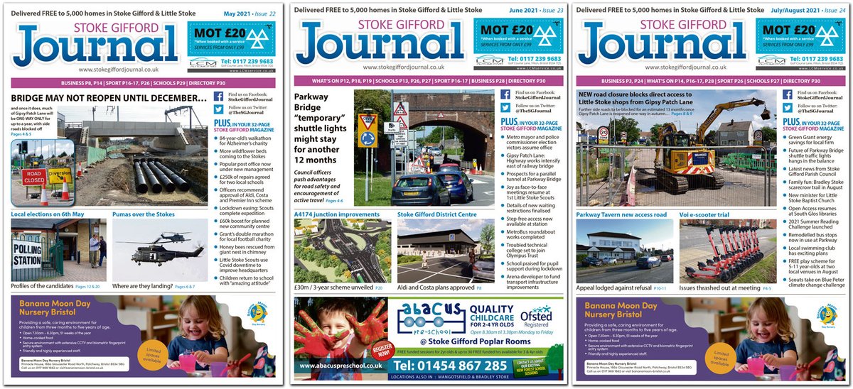 TheSGJournal's tweet photo. Advertise in Stoke Gifford's biggest and best community news magazine. Book now for our SEPTEMBER issue, delivered to 5,000 homes on the weekend of 11th/12th September. Phone us on 01454 300 400 to book your space. https://t.co/lz1UB01QzB #hyperlocal #Bristol #SouthGlos #BS34 https://t.co/L75YFaQP63