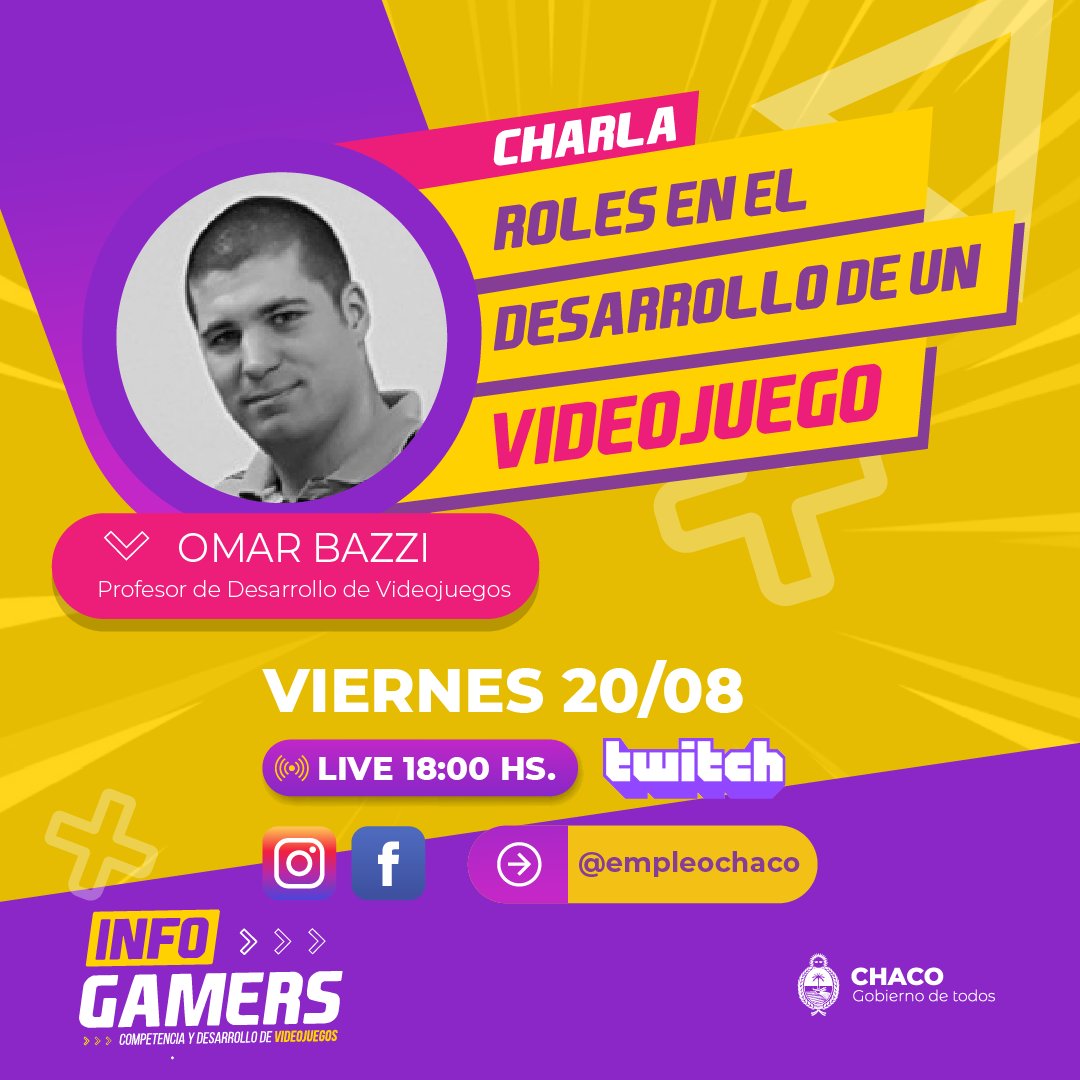👨‍💻Omar Bazzi estará a cargo del curso de Desarrollo de Videojuegos y te guiará en este camino.
🎮Conocé profesionales que ya convirtieron su pasión por los Videojuegos en su Empleo ¡Metete de lleno!
🕹️Omar con toda su experiencia dice presente en el ciclo de charlas #InfoGamer.
