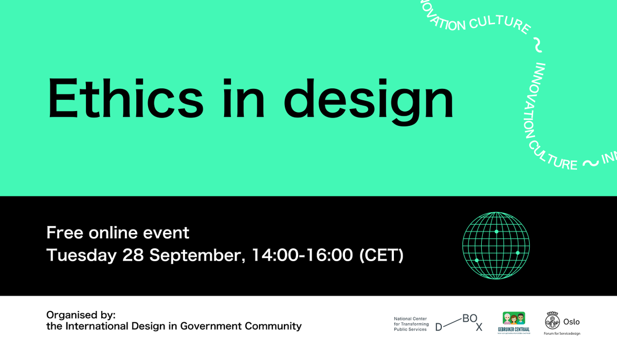 We warmly invite you to the international webinar 'Ethics in Design'. We have great keynote speakers: @romanyosif from Chile, Iryna Kupcynska from Ukraine and @annelils from Denmark. @Tone_Dalen from Norway is the host. Register now! ow.ly/8nde50FUUJ9 #GovDesign #ethics
