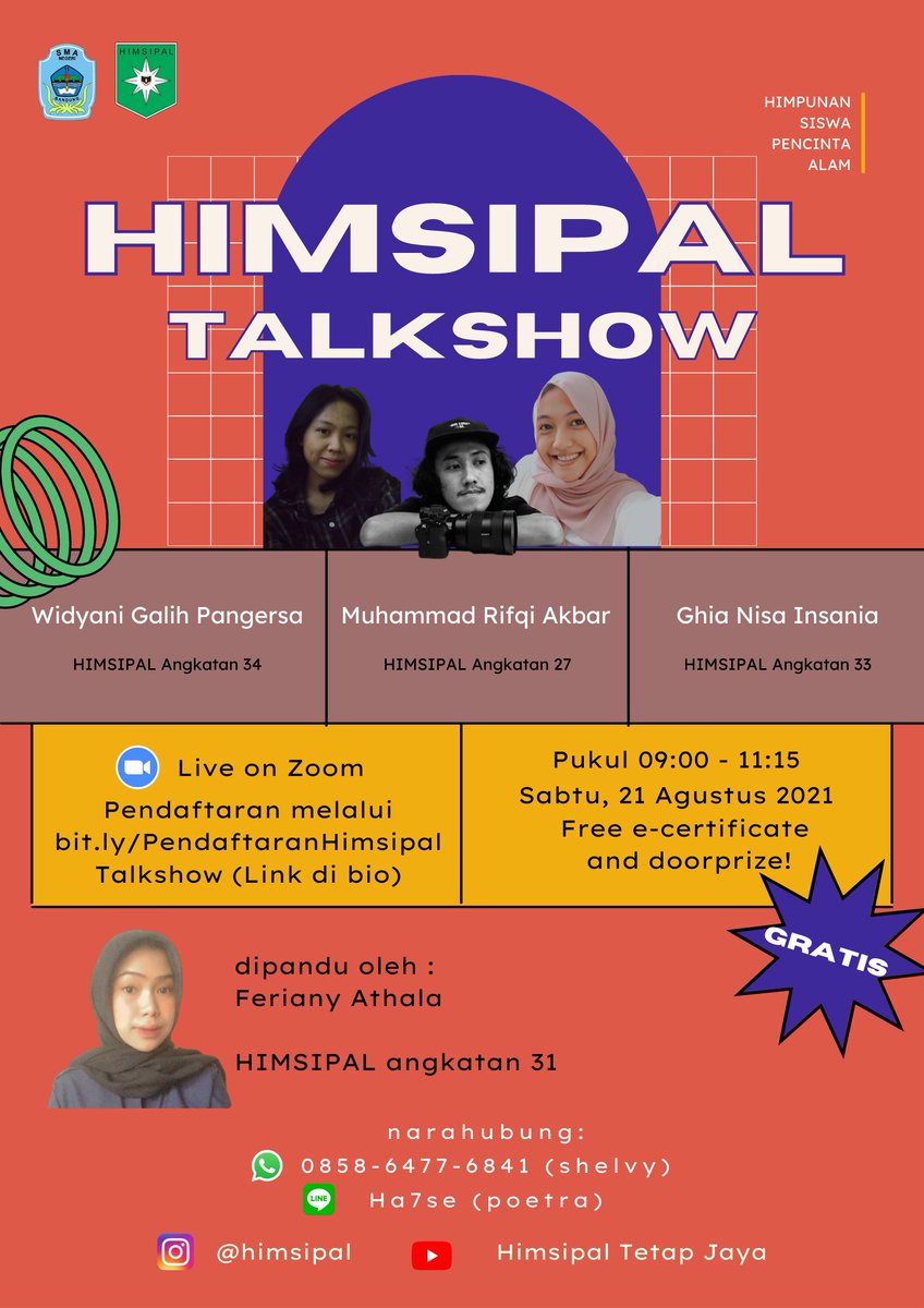 Salam rimba! 
Jangan lewatkan acara bincang-bincang seru minggu ini yang diselenggarakan Himsipal. Acara ini terbuka untuk seluruh siswa-siswi SMAN 11 Bandung dan anggota Himsipal, gratis!
Pendaftaran bisa dilakukan melalui link bit.ly/PendaftaranHim…
Jangan sampai ketinggalan!