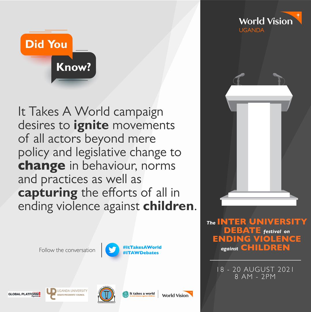 ugdialoguearen1's tweet photo. Committed to the Convention on the Rights of the Child and pursuing SDG 16.2, we are united by the vision of a world in which every child grows up safe and secure. Congrats to @makdebateunion, the winners of the #ITAWDebates #IttakesAworld . https://t.co/uw856vmRKk