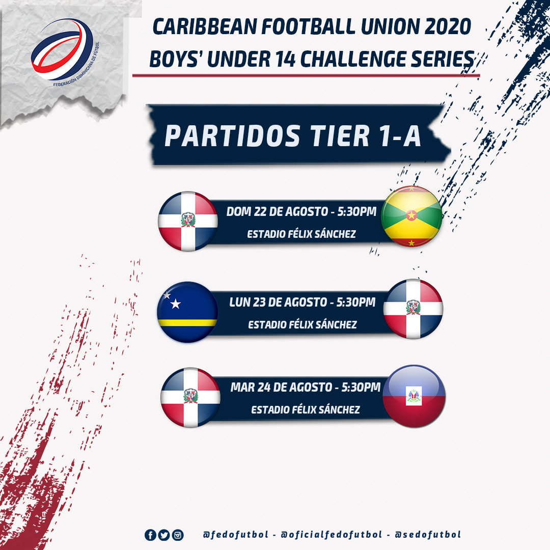 fedofutbol's tweet photo. #Selecciones| Estos son los partidos de nuestras selecciones Femenina Sub 14 y Masculina Sub 15 en el torneo CFU Under 14 Challenge Series 🏆⚽️

#Fedofutbol #FutbolRD https://t.co/z2Yr7q9lto