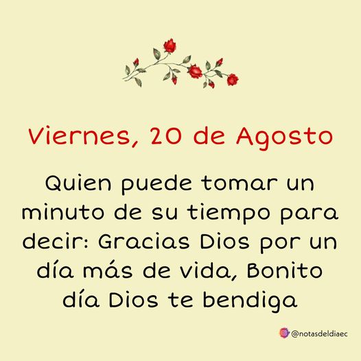 Feliz Viernesssss!
A Dios gracias por este dia, y por regalarnos un soplo mas de vida, un fuerte abrazo!
Saludos !

@BELEN267248505 @RoaJorge03 @ElGranChuo1 @Mercede073 @kenys719  @IgnacioIndioo @profegian3 @RobertoCamarada @FlordellanoVE 
#20Agosto 
#VacúnatePorLaVida