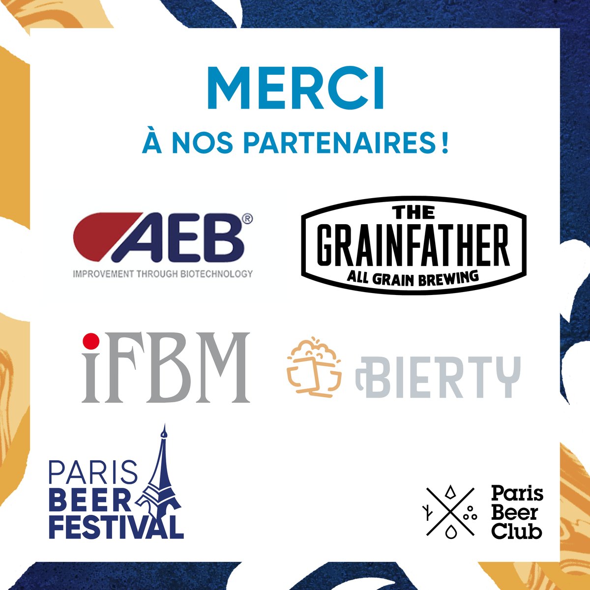 [PARTENAIRES] Cette semaine encore, nous mettons à l'honneur pas moins de 4 partenaires qui, chacun dans leur domaine, participent au développement de notre boisson favorite 👏

Il s'agit de AEB, <a href="/Grainfather/">Grainfather</a>, IFBM et Bierty.

Un grand merci à eux pour leur soutien 🥰