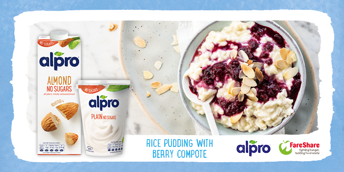 FareShareUK's tweet photo. Summery #PlantBased Rice Pud
An extremely versatile creamy rice pudding with berries. Use any @Alpro drink & yogurt alternatives & leftover soft fruit. Helping our charities make the most of surplus ingredients: https://t.co/GAaNb25eJr
#SurplusSupper #planetarydiets https://t.co/Ia1F4h8VG8