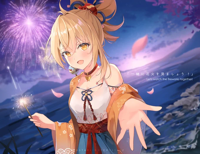 Fireworks with Yoimiya #女の子 #原神 #宵宮 #花火  