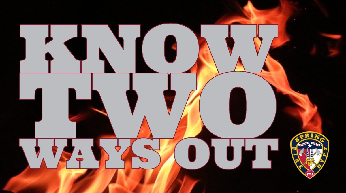 Springfdtx's tweet photo. A key part of practising EDITH (Exit Drills In The Home) is knowing two ways out of EVERY room in your home. If you are practising #FridayFireDrills with us today, please remember #knowtwowaysout!
#firesafety #firesafetytips https://t.co/A3bjIyypCT