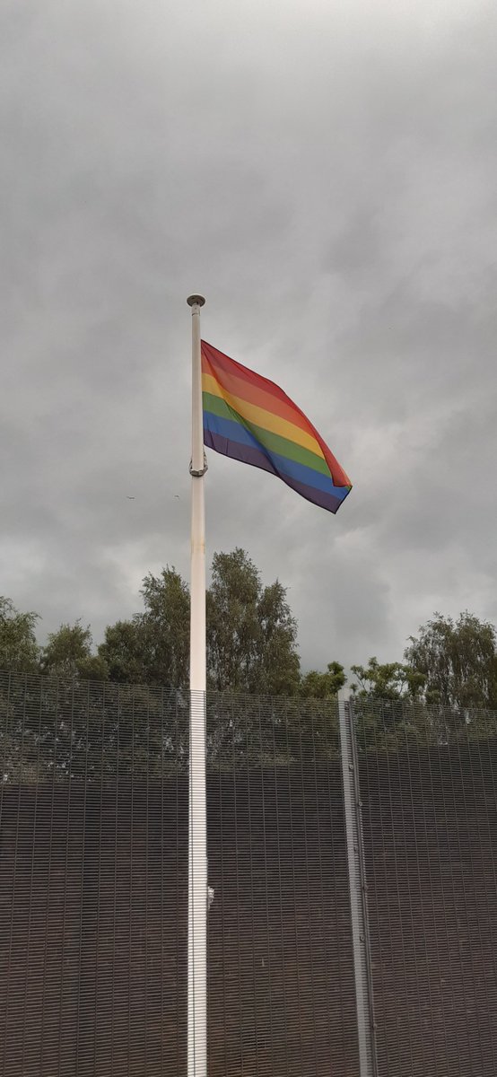 PoliceCongleton's tweet photo. Congleton Police are ready for #CongletonPride tomorrow, the flag is flying. Pop along for a brilliant day with plenty of stalls in the town! https://t.co/jWecRXr1tB