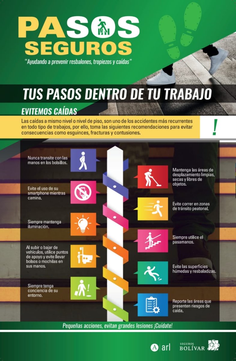 coop_fernando's tweet photo. Forma parte de la estrategia en seguridad que cambiará tu vida!!! "PASOS SEGUROS" 👞✅ Con el apoyo de  #ARLBolívar. Esta semana evitemos caídas!!. Te invitamos a participar de esta iniciativa. #Cooperación #COPASST #AyudaMutua #SeguridadVial #unidossolidariosycooperando https://t.co/JqwBgPbUdT