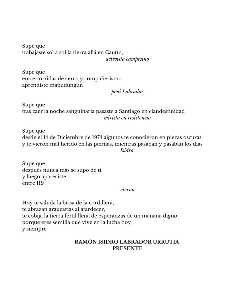 casa_memoria's tweet photo. 109/119 Ramón Isidro Labrador Urrutia, detenido el 14 de Diciembre de 1974.
Porque sus memorias viven en quienes luchan por una vida más justa y digna, rendimos homenaje a las 119 personas víctimas de la Operación Colombo

#119memorias
#justiciaverdadnoalaimpunidad https://t.co/QBPnvMjdYj