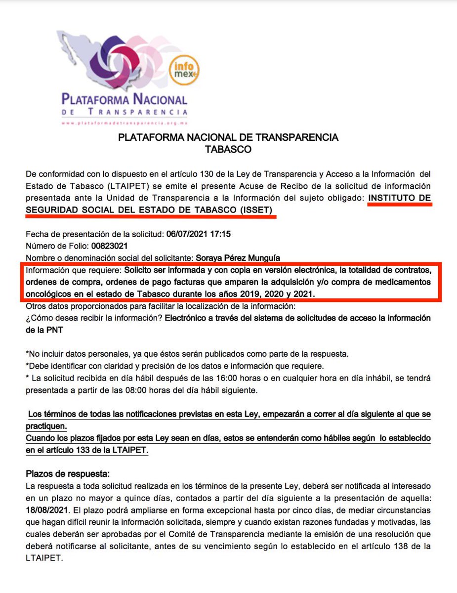 PerezSoraya's tweet photo. 🚨Solicité por #transparencia al @Gobierno_Tab información sobre la compra de medicamentos oncológicos y la respuesta es que de 2019 a 2021 ¡NO HUBO!
¿Qué está pasando en la tierra del Presidente? Los pacientes con #cáncer tienen que ser prioridad.
Abro hilo👇🏻🧵 https://t.co/xuIcGQyzX7