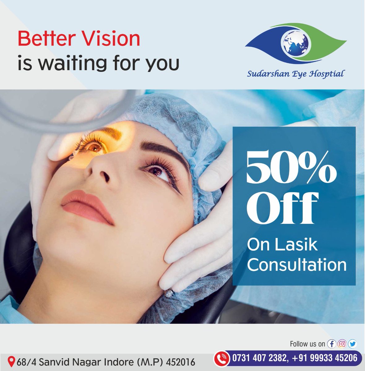Your eyes are special and they deserve the very best.

Enjoy glasses-free vision with a gentle, precise and painless technology.

Call for Appointment : 0731 407 2382 | +91 99933 45206

#Sudarshaneyecare #eyeclinic #indore #lasiksurgery #lasik #indorecity #eye #eyecare