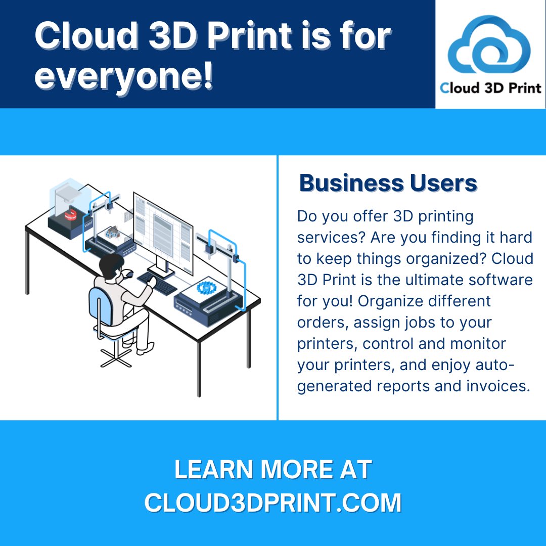 Cloud_3D_Print's tweet image. Do you offer 3D printing services? Are you finding it hard to keep things organized? 😱 Cloud 3D Print is the ultimate software for you! 🎉
#3dprint #3DPrinting  #3dprintingsoftware #3dartist #3Dmodels  #projectmanagement #3dprints #onlineslice #cloud3dprint #print3d #3dprinter