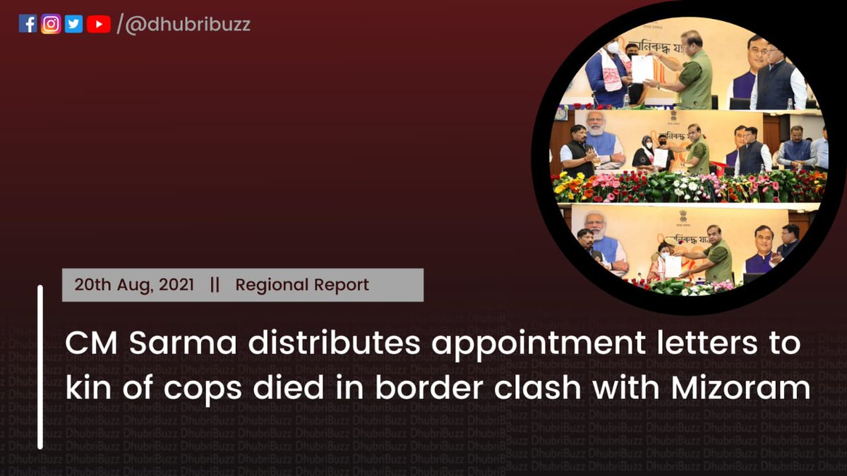 DhubriBuzz's tweet photo. UPDATE |  |  | CM Sarma distributes appointment letters to kin of cops died in border clash with Mizoram 

Click below to know more

https://t.co/ZkEtYGxH4r via @DhubriBuzz 

#Assam #Dhubri #Dhubribuzz https://t.co/CbuN1NciqX