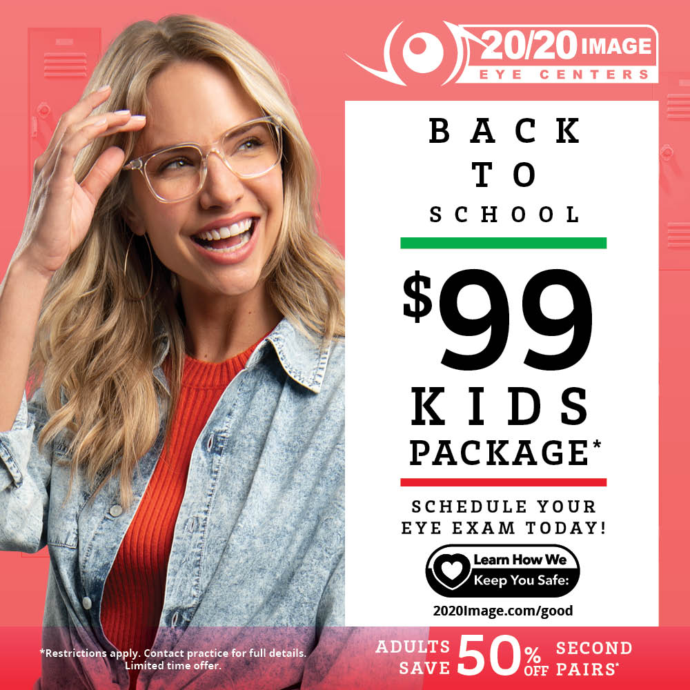 2020ImageEye's tweet photo. Stop by and get your child the eyewear they need for back-to-school. Enjoy our $99 Kids Package &amp; 50% Off Second Pairs savings event and treat them to a new look. Schedule your eye exam today! https://t.co/fSjzwrD0nb https://t.co/l03UMc4fL9
