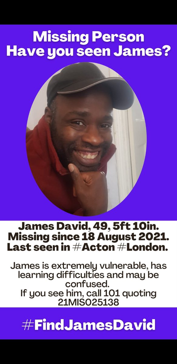 James has now been missing for 50 hrs - some possible sightings on Wednesday and yesterday which the <a href="/metpoliceuk/">Metropolitan Police</a>  are obviously following up. If these are genuine you may see him on the bus or at bus stations, so please do report immediately so the police can support him home.