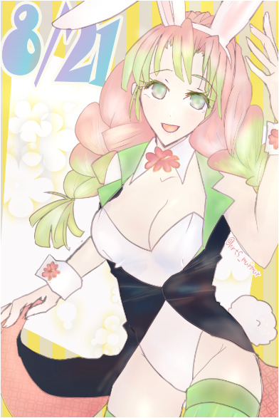 たるひゃさんがTwitterに投稿した甘露寺蜜璃(鬼滅の刃)のイラスト。