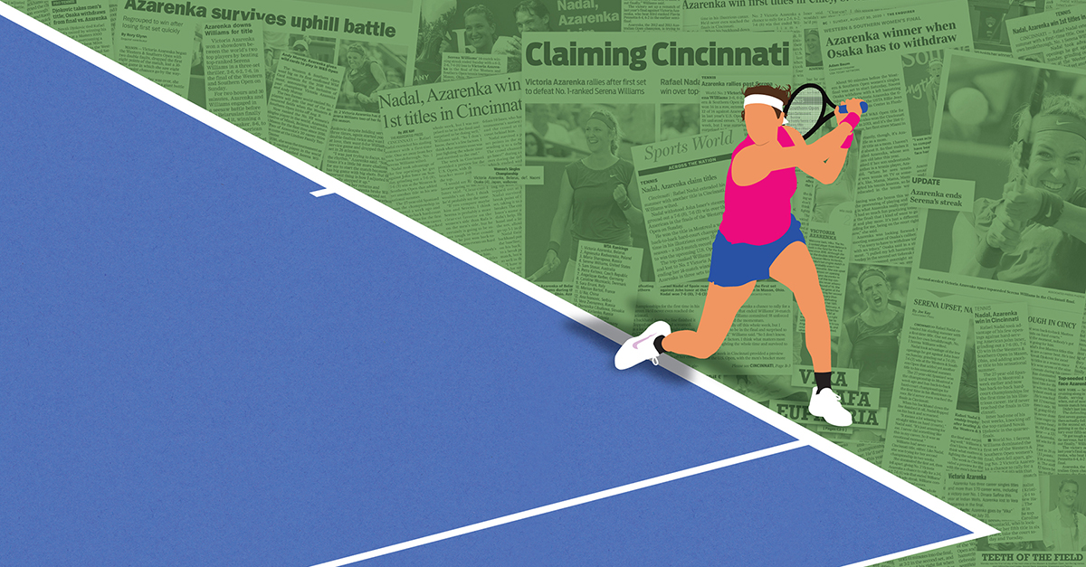 JansenDell's tweet photo. Custom illustrations for @CincyTennis as part of our recent renovation of the tournament's Champions Suites. Art features local articles from each player's victory in Cincinnati. @serenawilliams @DjokerNole @vika7 @RafaelNadal https://t.co/SYibeyA4Le