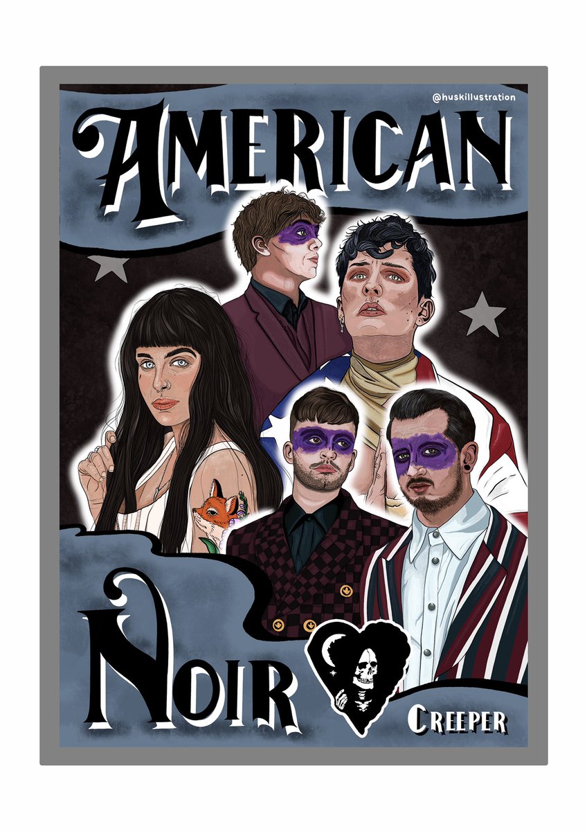 Husk_ILLUS's tweet photo. Neeeew @creepercultuk poster! Thoroughly enjoyed doing this one even if it took me ages!! 5 band members, a background, a callous heart and font is a lot of drawing to do 😅

@willghould @hannah_hermione @ianjmiles @Sean_Creeper @Jake_Fogarty https://t.co/DkWOeJXTnl