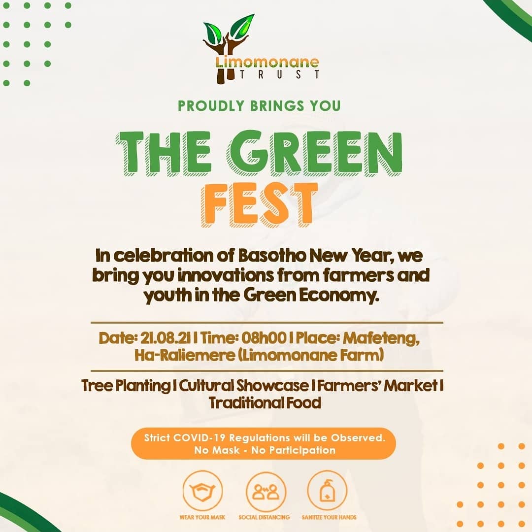 LinaleliC's tweet image. Join us tomorrow for the first ever Green Fest at Limomonane Farms (Ha Raliemere - Mafeteng).
Join us for a cultural showcase, traditional food, farmer's market and tree planting 🌱
In partnership with @VodacomLes supported by @NedbankLes @themarketmsu @SlowFoodLesotho 🇱🇸