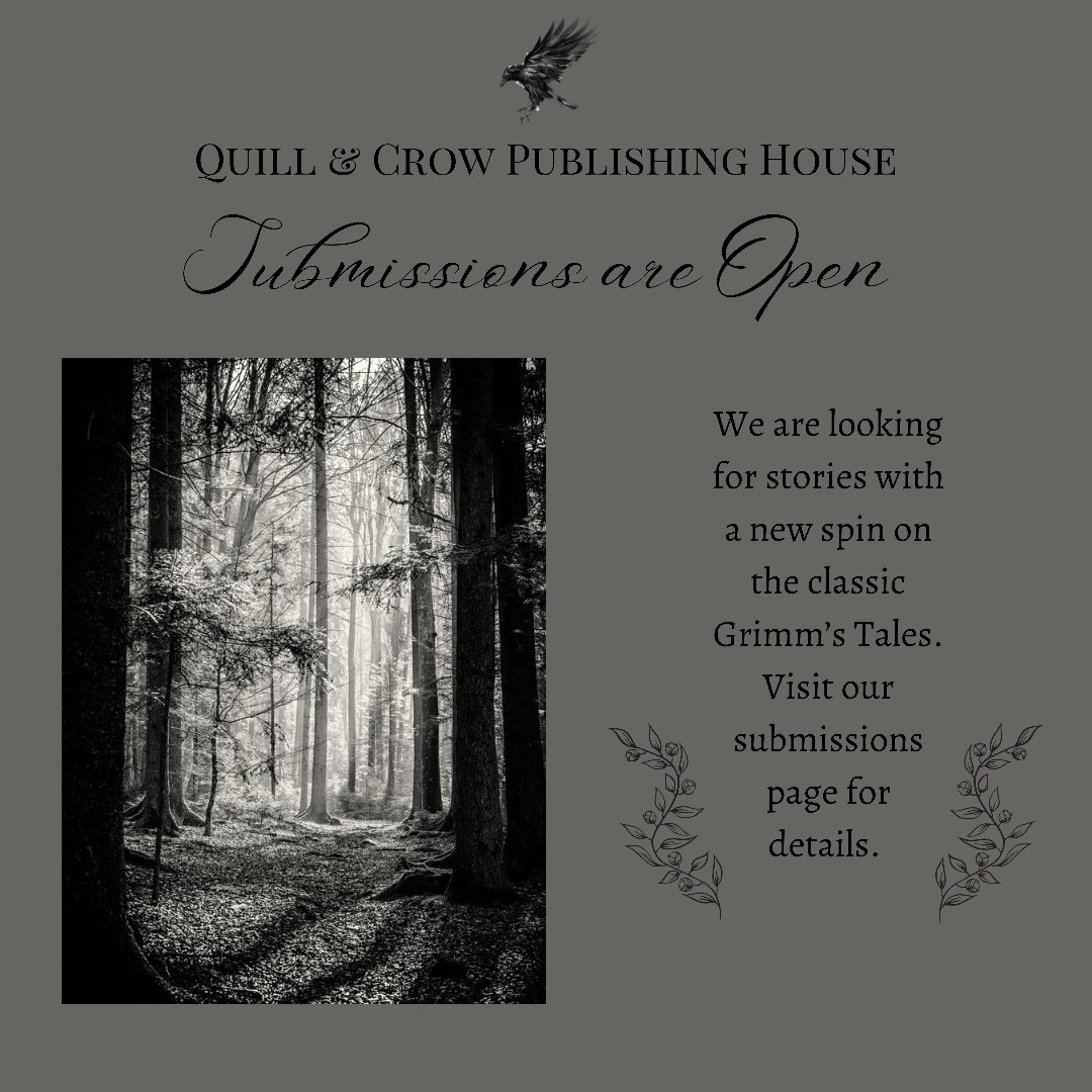 We are open for submissions! Starting today, we are collecting short stories for our third anthology, Grimm &amp; Dread: A Crow’s Twist on Classic Tales 🍂 Visit our Submissions page for details.