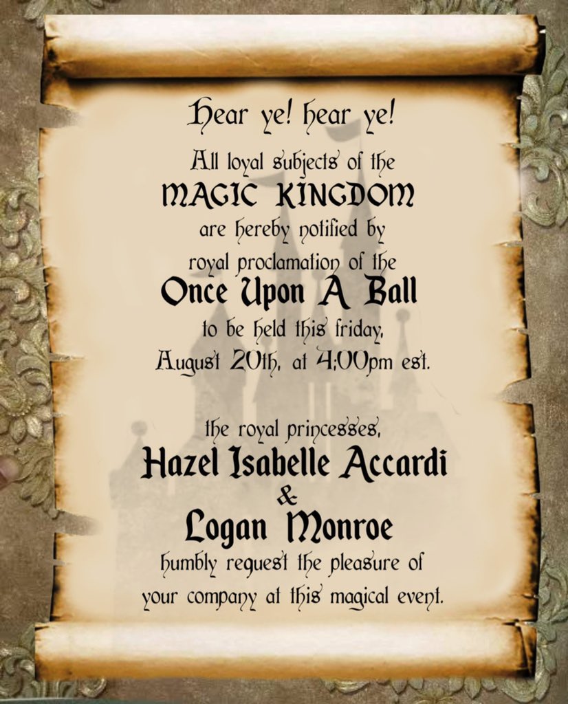 +   ✧        🔮
 ·  　 · ˚ . 

We’re stoked to announce we’re playing the
                        ONCE UPON A BALL
tonight! We can’t wait to show you just how
                                    GOOFY
                                                 we can get!