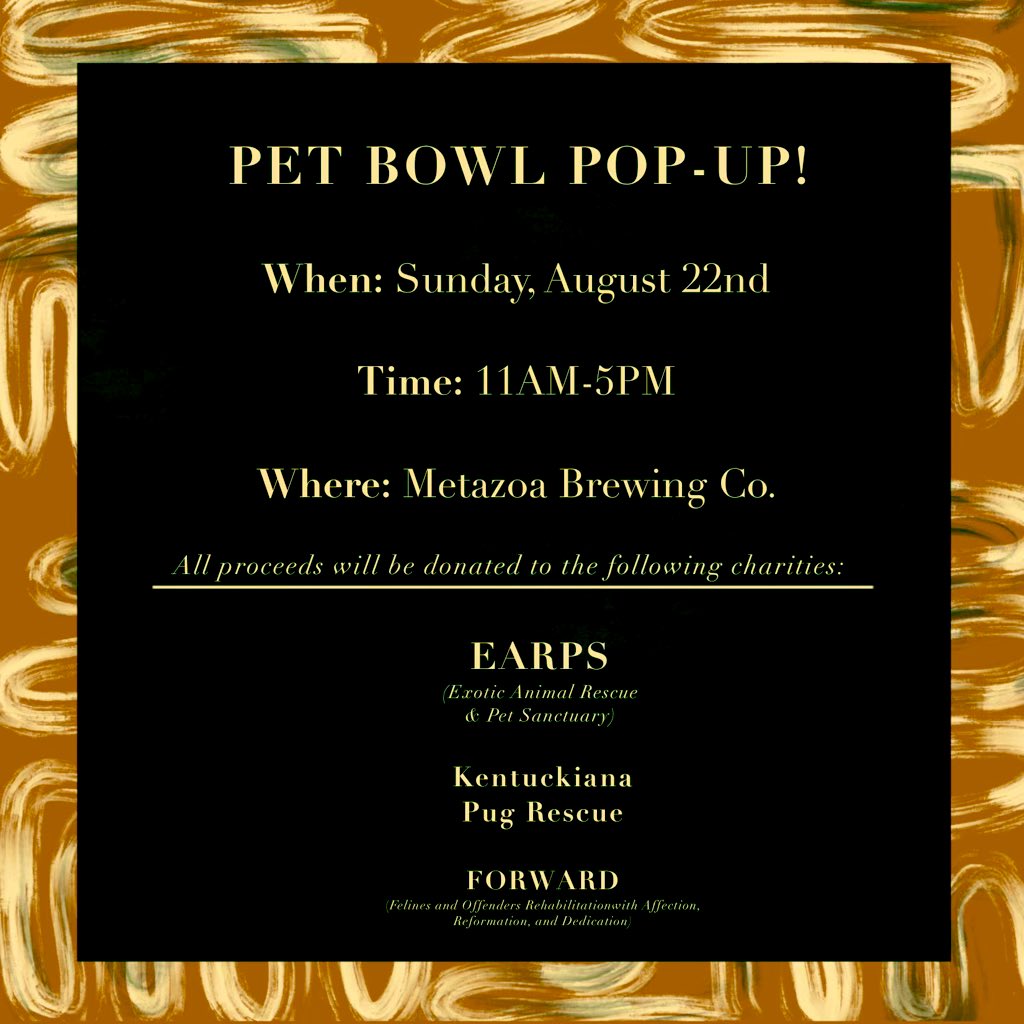 WCHS_FINEARTS's tweet photo. This Sunday, 🛑 by @MetazoaBrewing 21+ and buy a handmade 🐱🐶 bowl made by our own @missg_wchs https://t.co/J4bN6cyY8W
