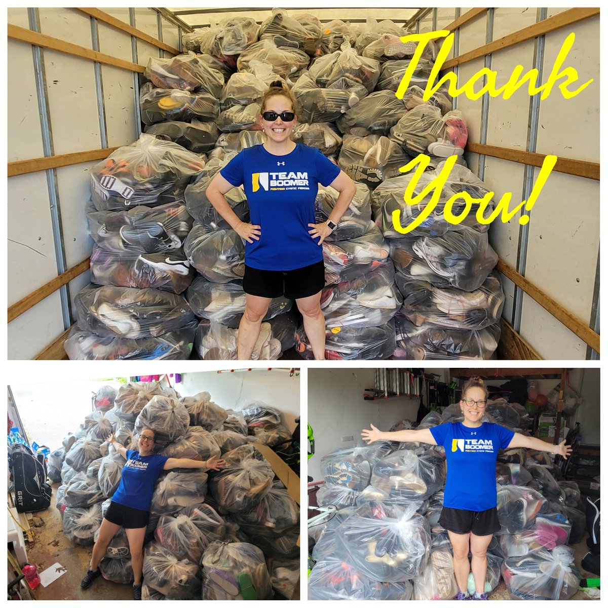 melissaluckman's tweet photo. A HUGE THANK YOU to everyone who helped!!! Thanks to you I was able to collect 149 bags of shoes, thats 3,725 pairs of shoes!!!! That will be approximately $1600 to the Boomer Esiason Foundation and Cystic Fibrosis. I appreciate all your support!!!! @News12LI @Elizabethnews12 https://t.co/wHhxwC1TDY