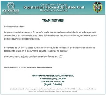 #Ransomware

#AlertaDelDía ¡Cuidado! #SPAM falsos correos son enviados por los #Ciberdelincuentes, suplantando a 
<a href="/Registraduria/">Registraduría Nacional del Estado Civil</a> con un archivo adjunto el cual contiene #Ransomware. 

 ¿Tiene dudas cuando le llegan estos archivos? Repórtenos en ➡️caivirtual.policia.gov.co⬅️