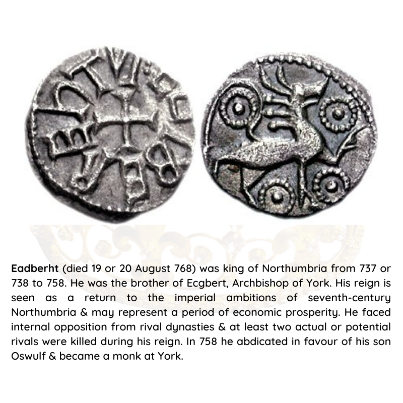 #otd 20 August 768 – Eadberht of Northumbria died.

#kingofnorthumbria #anglosaxons #royalhistory