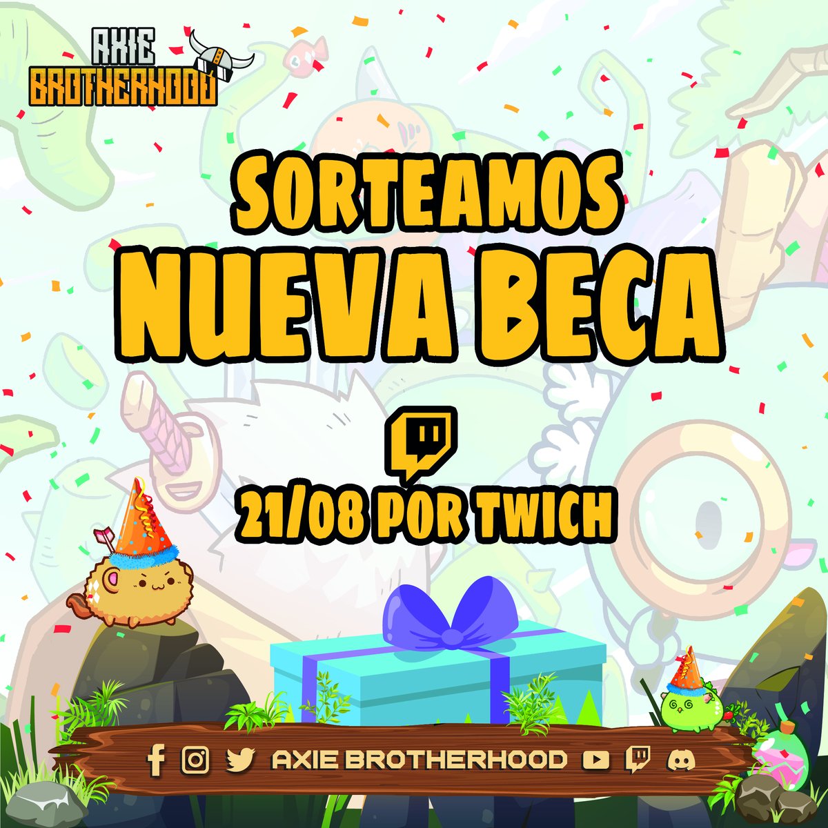 NFT_Brotherhood's tweet photo. 🔥 SORTEAMOS BECA PARA AXIE INFINITY MAÑANA 21/08🔥
El sorteo se realizará por nuestro canal de Twitch a las (link en bio) 
Encontrarán la información de cómo participar en nuestro canal de Discord
Ante cualquier duda nos pueden escribir por mp
¡Mucha suerte a todos!💜 https://t.co/AW1Qxla74f