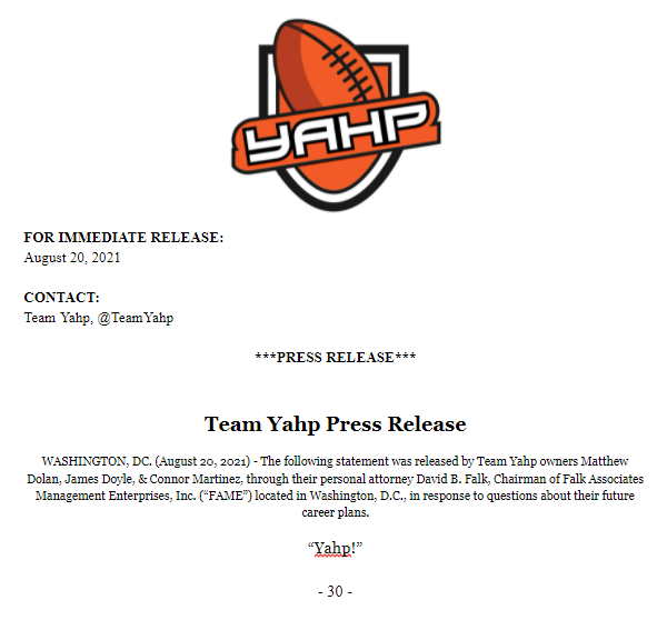 TeamYahp's tweet photo. No further comment at this time. #Yahp https://t.co/dZQpSXmz5L