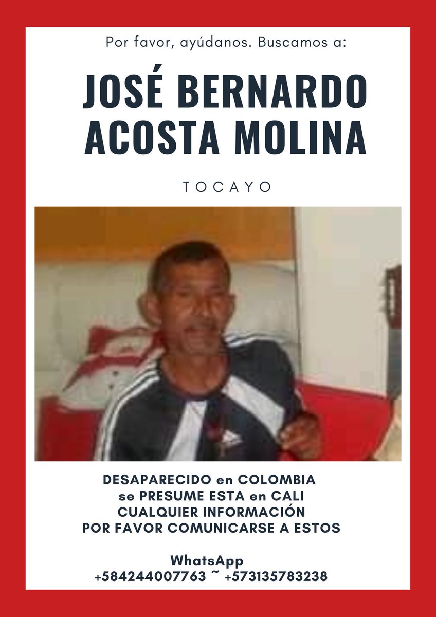 Ayúdanos a encontrar a Tocayo
#Venezuela #venezolanos #molina #Colombia