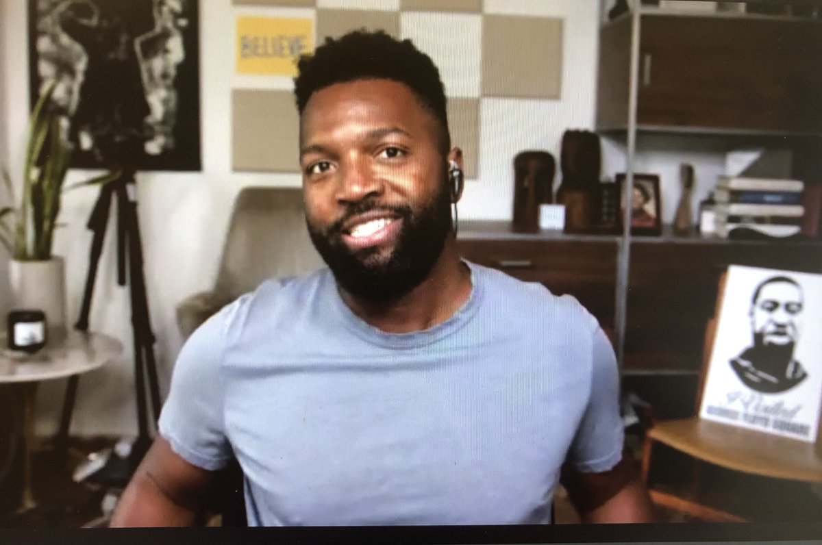 UHCOE's tweet photo. “Question authority.” Our keynote #FirstLecture21 speaker @Baratunde Thurston says his mom gave him that sticker for his locker as a kid. He continues to ask important questions today. https://t.co/VDm1MV6uED