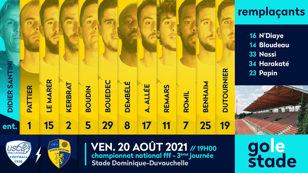 StadeBriochin's tweet photo. #usclsb // 𝙇𝙞𝙫𝙚
A 50 minutes du coup d'envoi decouvrez la composition de nos #Griffons
#golestade https://t.co/i0cfjf6IC4