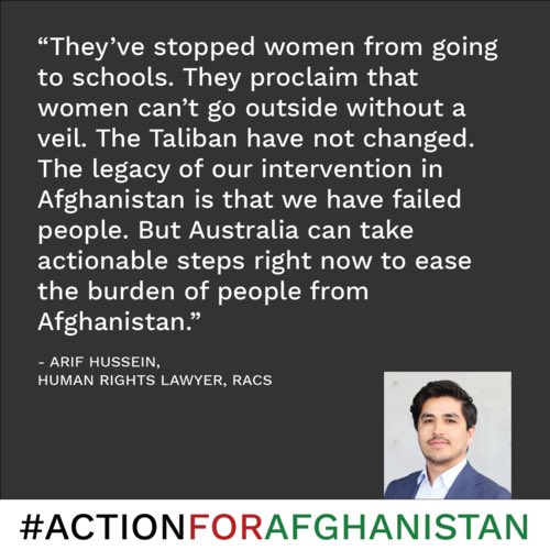 Sign the petition, donate, call your MP, spread the word! We have failed the people of Afghanistan and we have a moral duty to act out of empathy, open the gates, open our arms and welcome our fellow humans into a safe Haven actionforafghanistan.com.au #ActionForAfghanistan