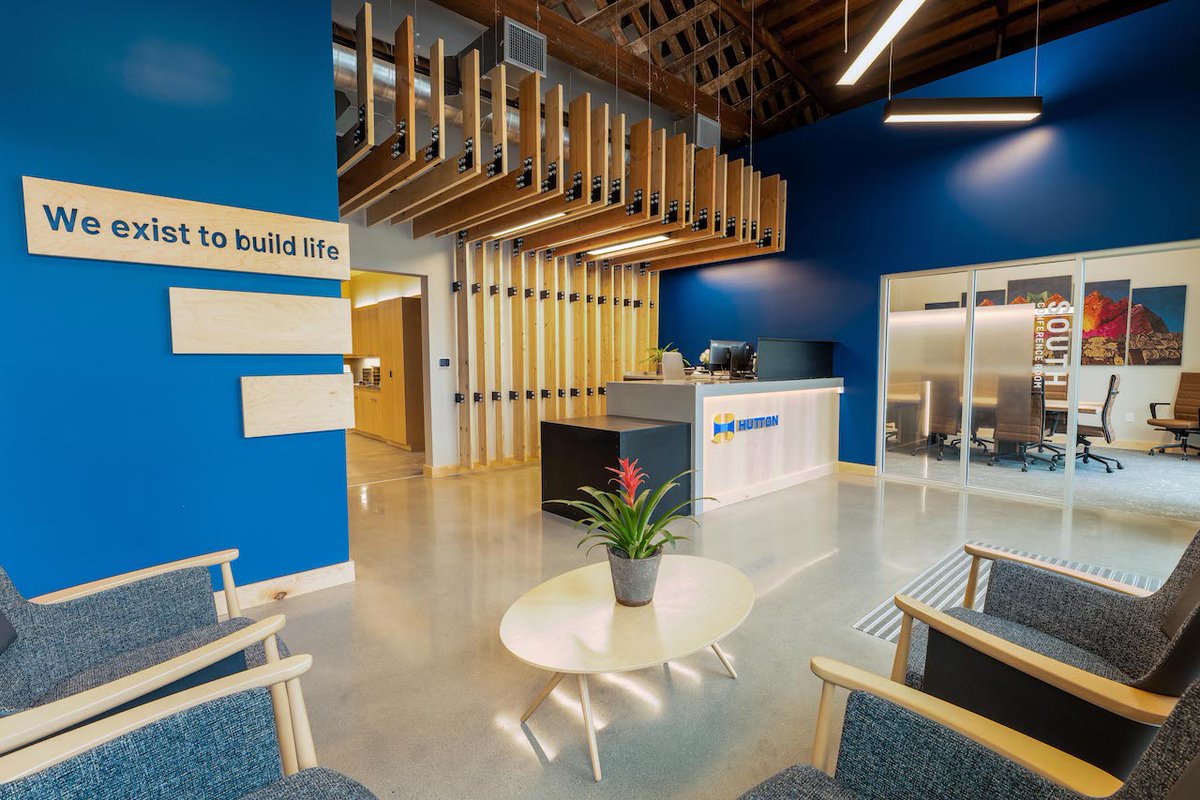 HuttonBuilds's tweet photo. When you care about a community, you put down roots. We’re excited to share pictures of our new Salina offices. This adaptive reuse project supports the @salinadowntown revitalization project, and included a team of local subs plus local artists for the finishing touches. https://t.co/itXP0MDhXG