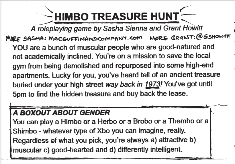 gshowitt's tweet photo. HIMBO TREASURE HUNT in collaboration with @SiennaSasha is August's free 1-page RPG. Can you, a good-hearted muscular person, solve a mystery that goes all the way back to 1973 despite a total lack of applicable skills? Patrons get it a week early: https://t.co/UEAU5ahphc https://t.co/9s426R92d7