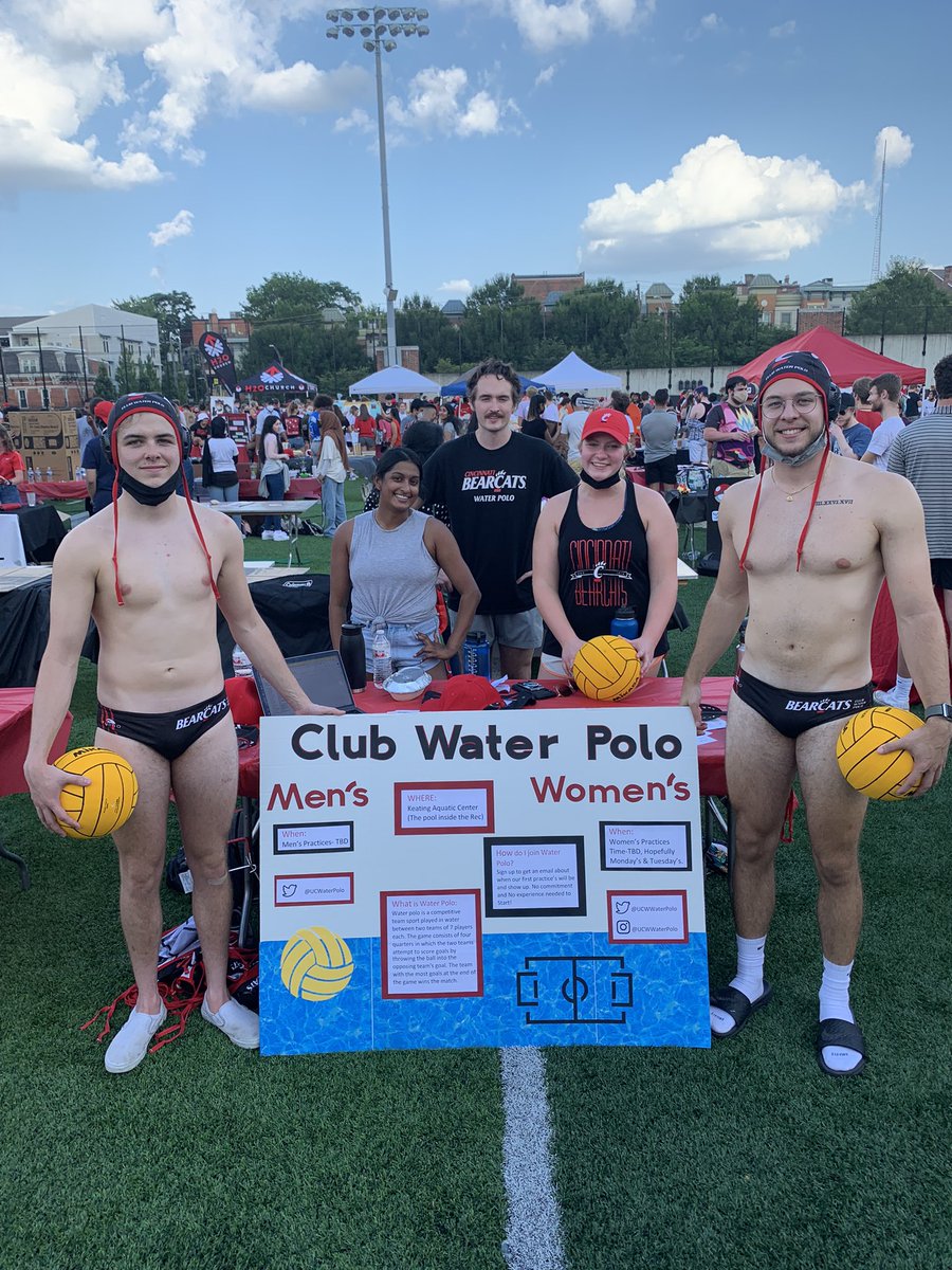 Stop by the Club Water Polo booth today at the organization fair! We will be here until 7! #bearcats #clubsports #polo #speedo