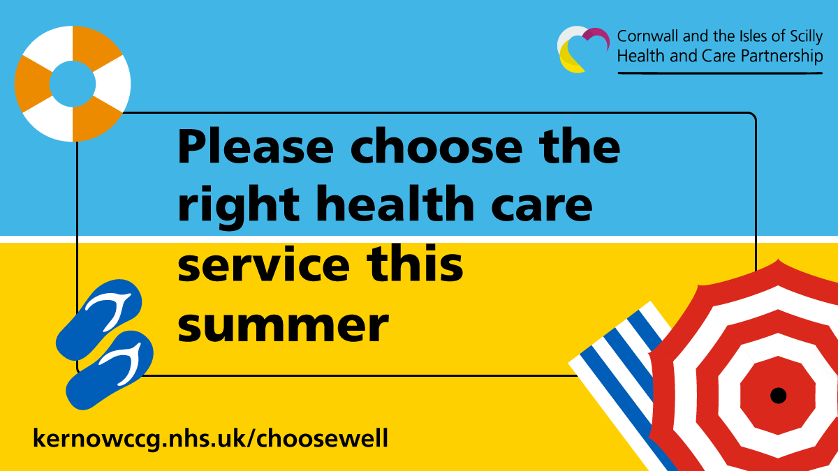 If you're heading down to #Cornwall for the holidays, make sure you know your options for healthcare.

💼 pack your regular medication
🩺 your own GP is always the best first point of call
💊 think pharmacy for minor ailments and injuries

kernowccg.nhs.uk/get-info/choos…