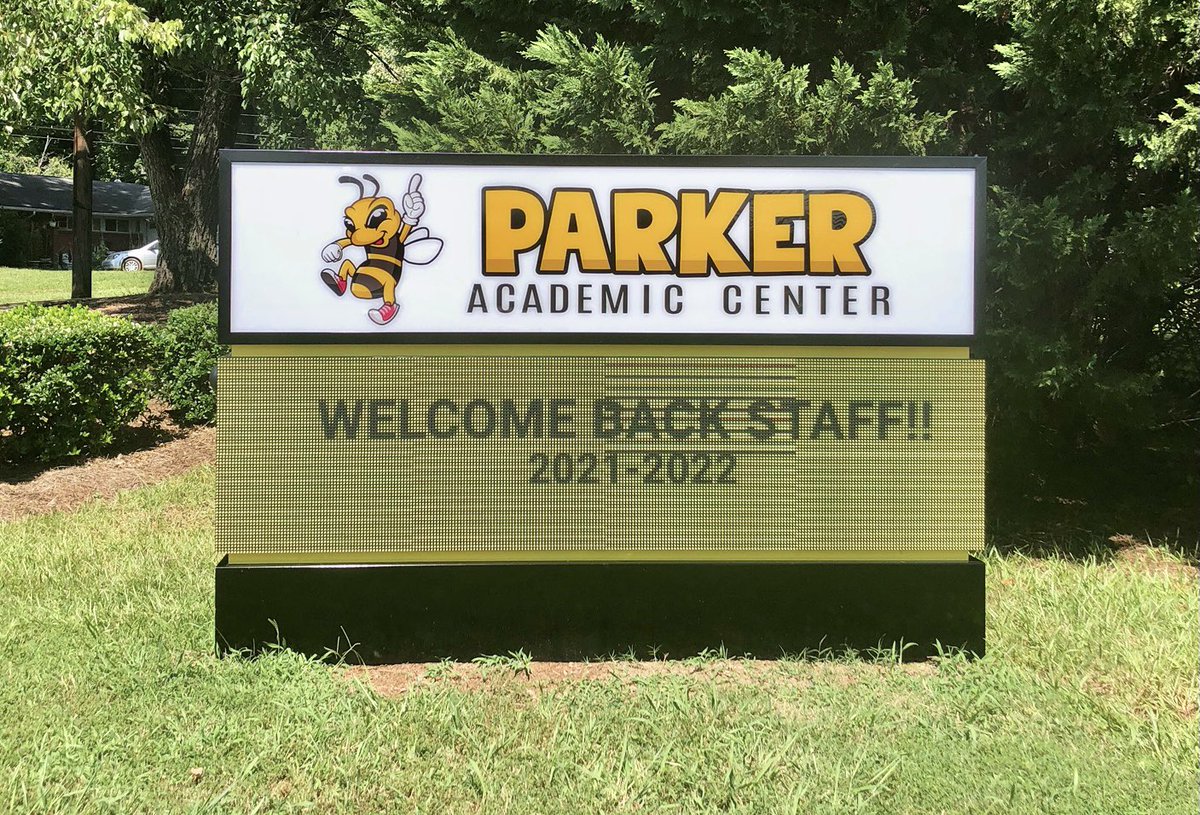 ParkerAC_CMS's tweet photo. Scholars will be back in class in just a few days and we are so excited! Check out the new PAC sign and electronic message board, and check the PAC website and social media sites for key updates. https://t.co/1UdMe8b2hL #backtoschool2021 #NewSchoolYear2021 #beeamazing https://t.co/ROncg4dYKz