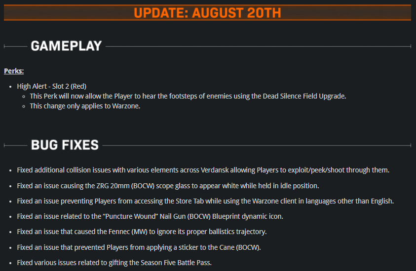 Raven Software on Twitter "🛠️A Warzone update is going live now