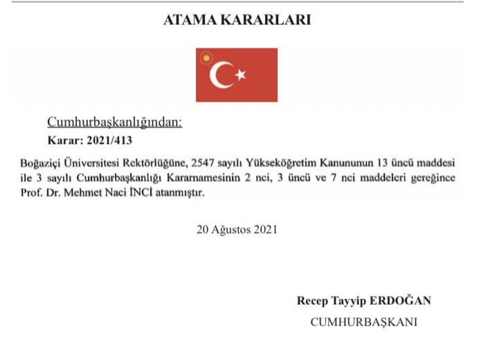 budirenisi's tweet photo. Naci İnci yine bir gece yarısı kararı ile Boğaziçi Üniversitesi rektörlüğüne kayyum atandı. https://t.co/wueFyoaiTr