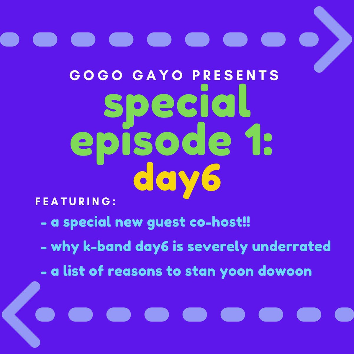 your favorite podcast has officially returned🎉 we discussed DAY6 extensively in this episode and hope you enjoy!! check out the episode on your favorite podcast platform TODAY

#gogogayopodcast #DAY6 #데이식스