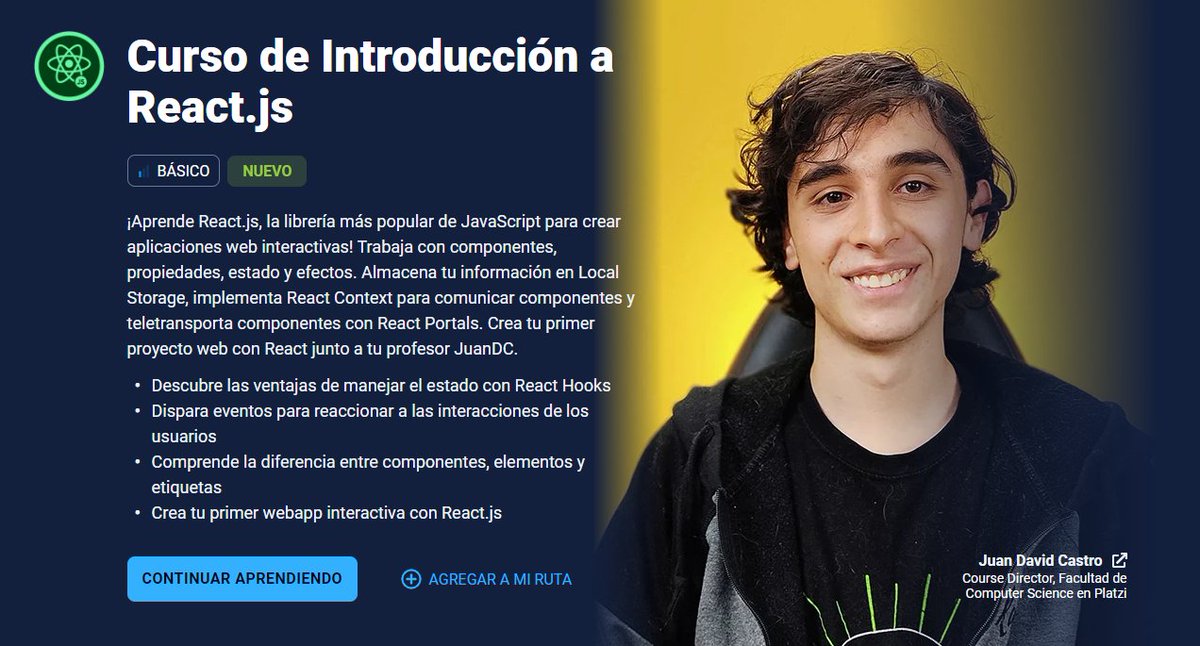 platzi's tweet image. 🎉¡Llegó! React es la herramienta de JavaScript en el frontend con mayor demanda laboral que te ayuda a construir más fácil las interfaces con las que interactúan nuestros usuarios. 

Empieza ahora 👉platzi.com/l/react_0821t/