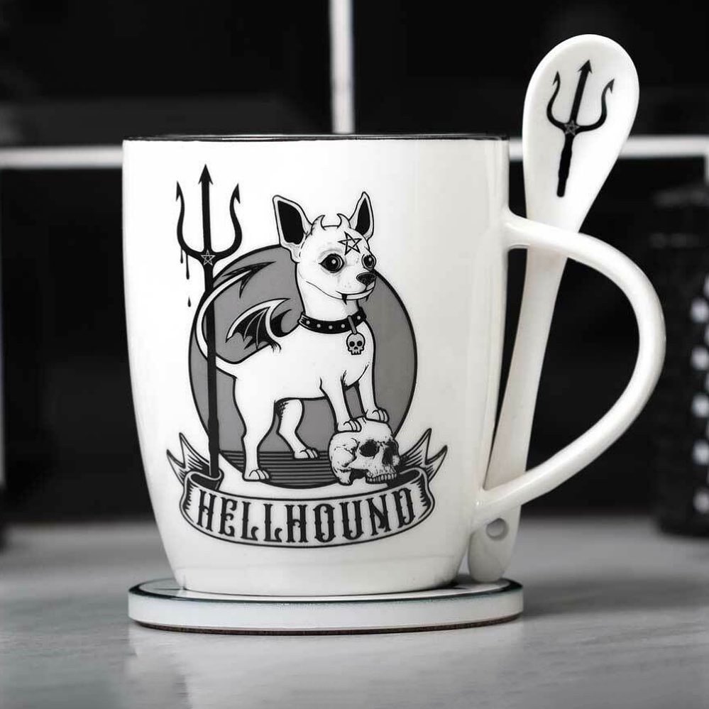 GothMall's tweet photo. Hell Hound Mug & Spoon Set
πβοΈβ¨
Cause a stir with this mighty devil dog themed mug and spoon gift set!
https://t.co/aSdmn2sECS
#gothhome #hellhound #gothmug #Chihuahuas #darkdecor https://t.co/t0R0CWEOZ5
