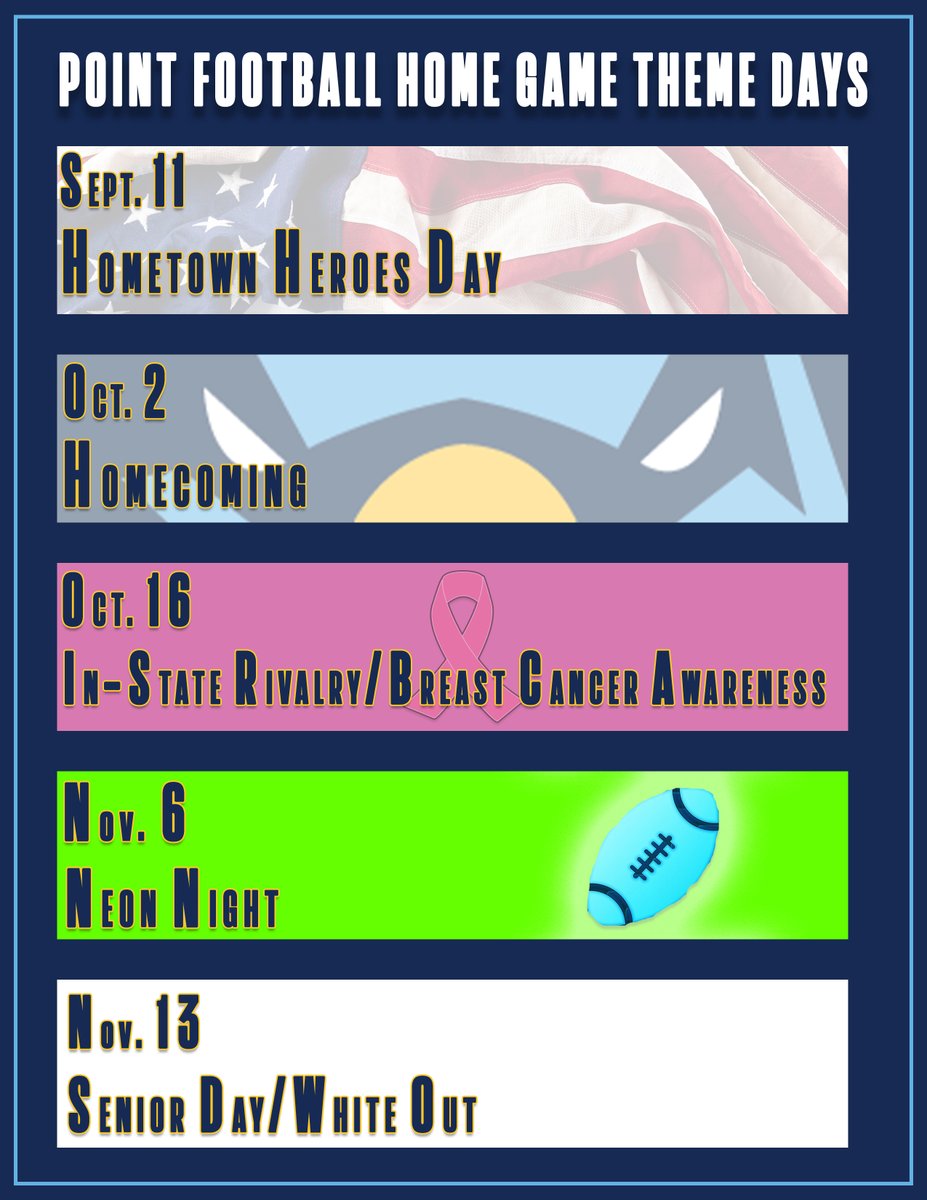 Get ready, Skyhawk fans, football season is almost here, and we are excited to announce that every home game this season will have a theme! 🏈🤩

Mark your 🗓️ and come out and support your Skyhawks! 

#TogetherWeFly