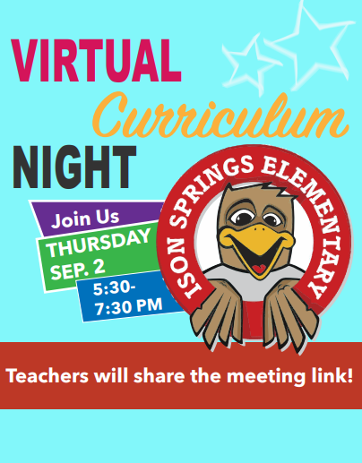 Join us for our virtual Curriculum Night, September 2nd at 5:30! #ISESstrong #togetherwesoar @LakashaLee <a href="/erichollinhead/">Dr. Eric Hollinhead</a>